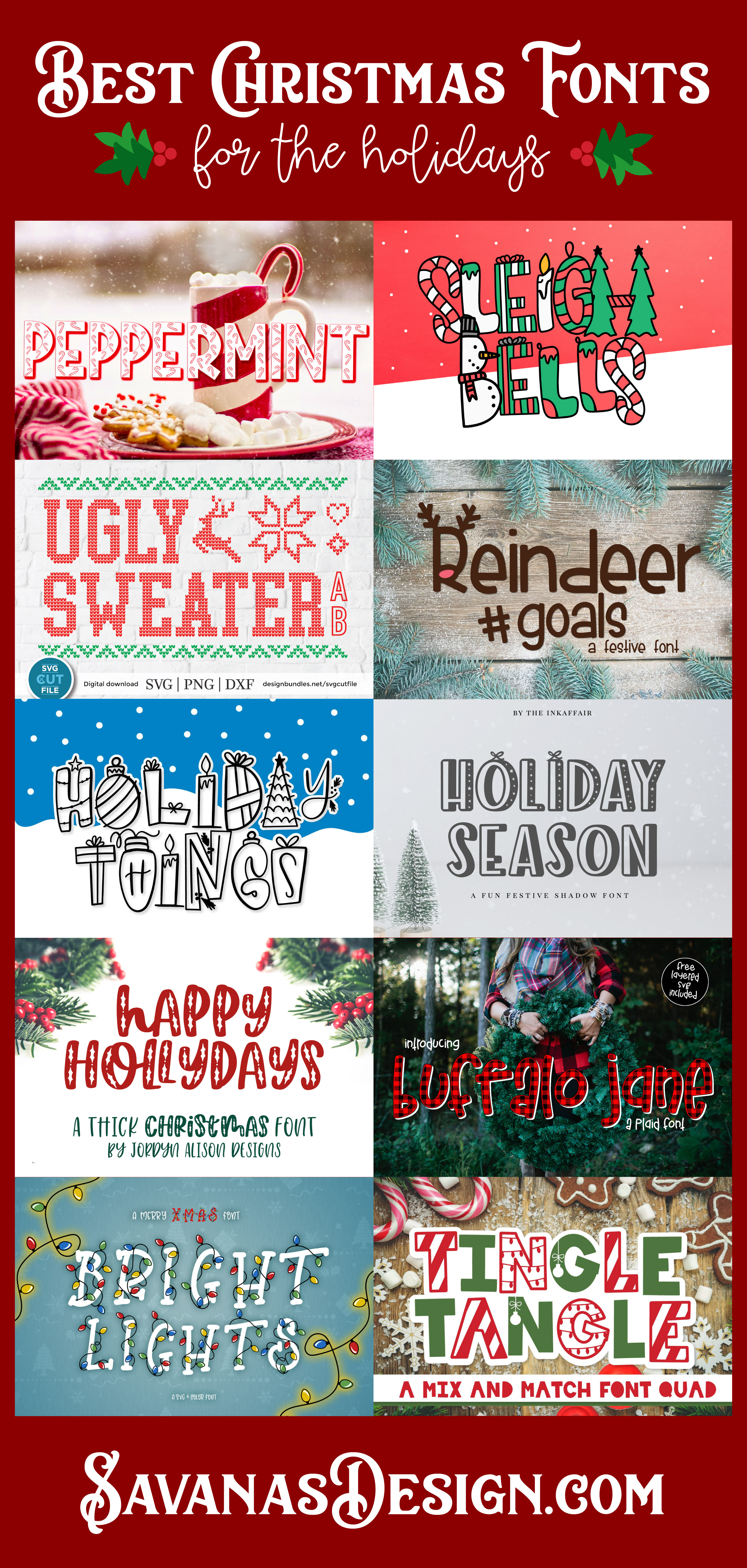 Best Christmas Fonts for the Holidays - SVG EPS PNG DXF Cut Files for Cricut and Silhouette 