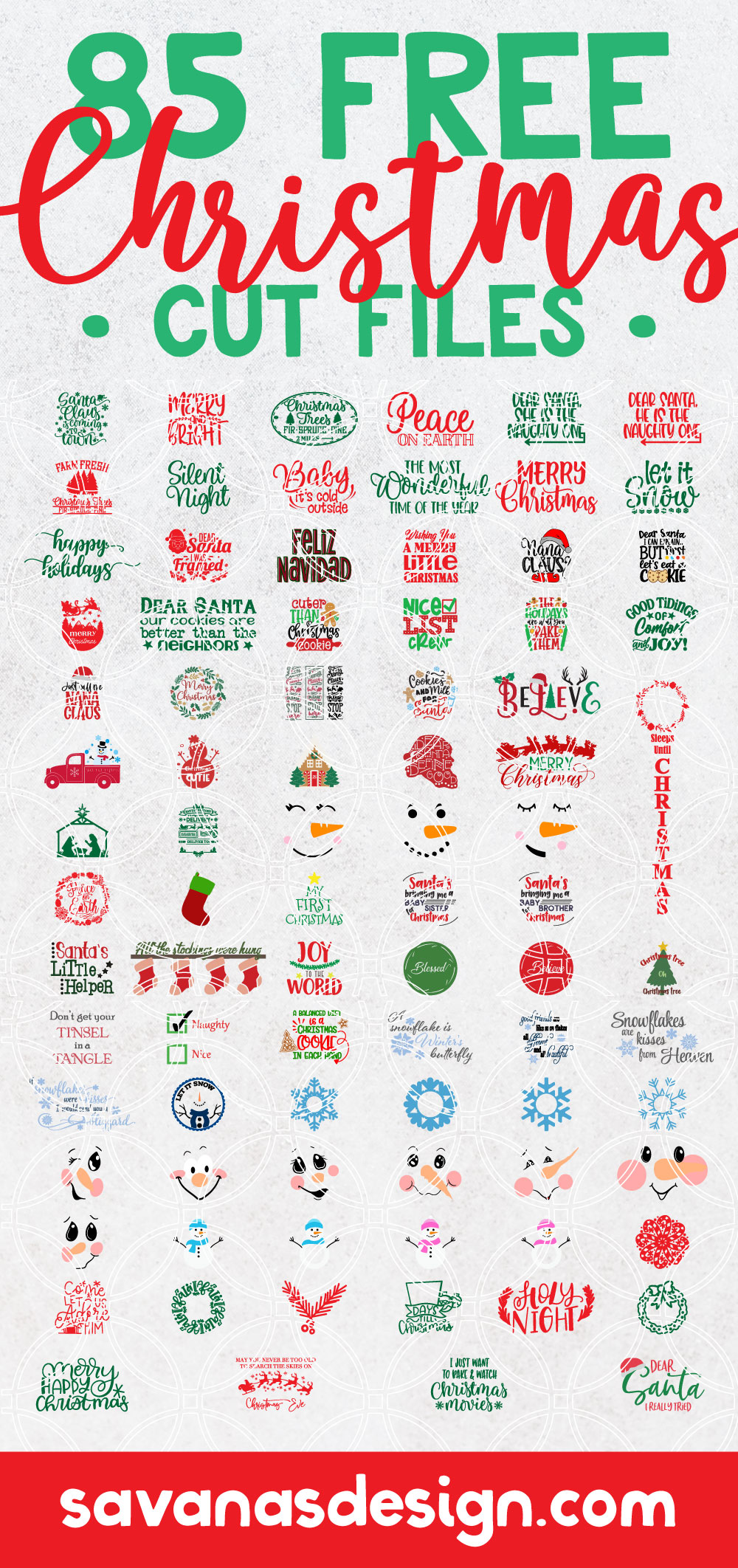 85 Free Christmas Cut Files - SVG EPS PNG DXF Cut Files for Cricut and