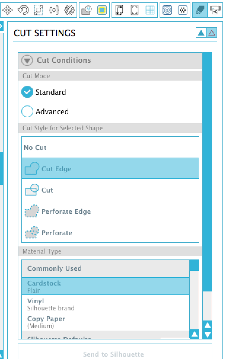 Silhouette Cut Settings Cut Edge